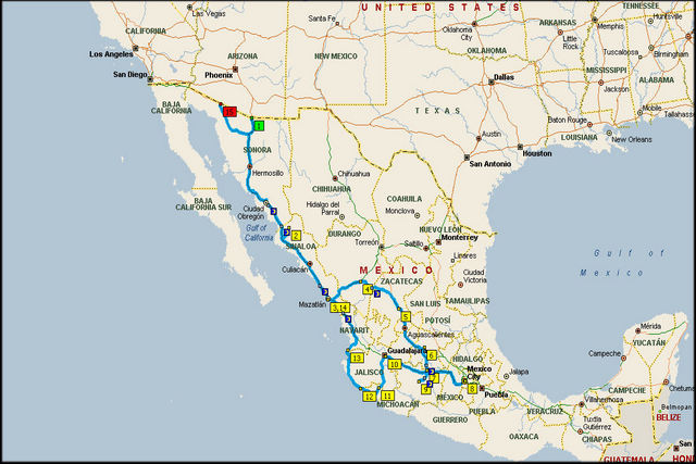 Mexico RV Caravan - Mexico Map